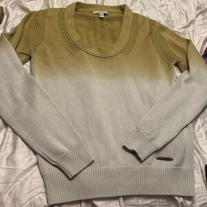 Burberry Green and Cream Crew Neck Sweater